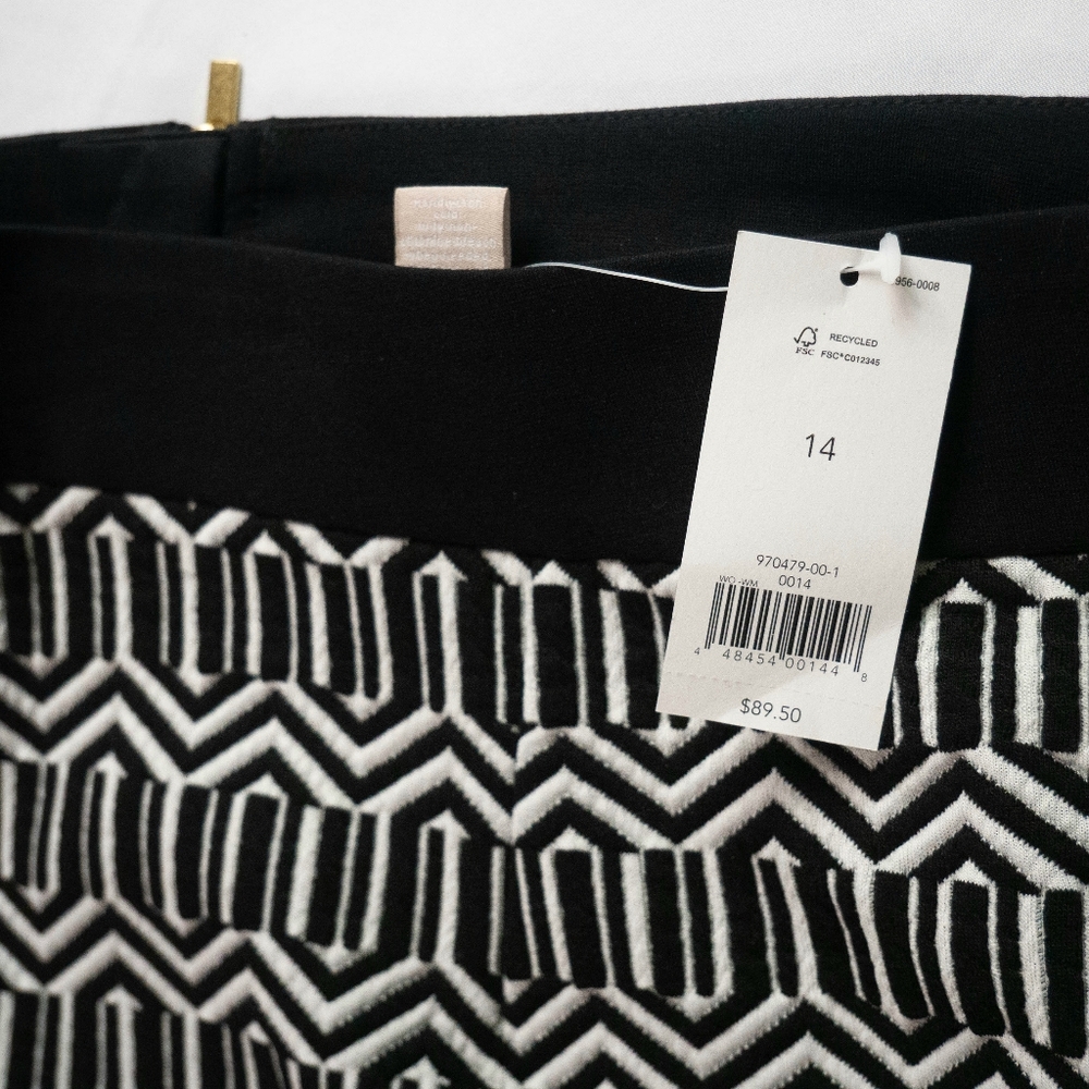 Banana Republic 14 Black White Geometric Jacquard Pencil Skirt NWT - Picture 6 of 12